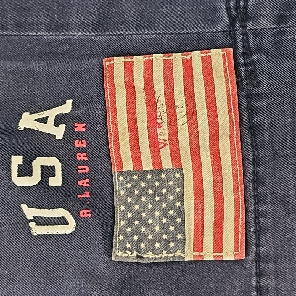 USA Flag Embroidered Navy Shorts By Ralph Lauren - Picture 2 of 7